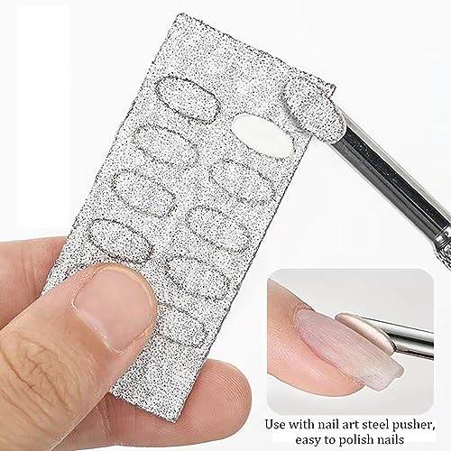 Nail Cuticle Pusher Self-Adhesive Sandpaper Manicure Kit Double Head Cuticle Pushers Nail Art Pre-polishing Sand Paper 240/100 Grit Sandpaper Sheets Nail Pusher Replace Sanding Paper Nail Care Tools