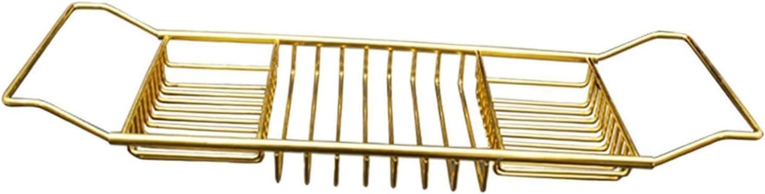 Multifunctional Bath Tray, Expandable Stainless Steel Bathtub Tray Organizer and Planter Stand Multicolor(Oro)