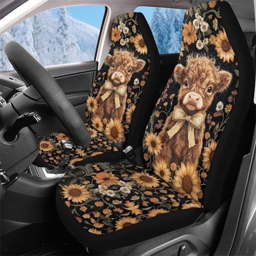 Housse de siège avant auto 52x138cm motif vache des Highlands pour SUV