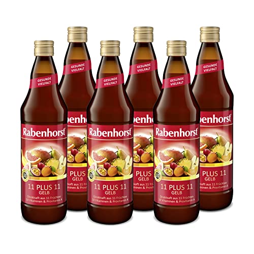 RABENHORST 11 plus 11 gelb 6er Pack (6 x 700 ml). Mehrfruchtsaft aus 11 Früchten, 10 Vitaminen & Provitamin A Cover