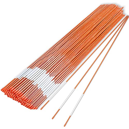 Hourleey 100 Pack 48' Reflective Driveway Markers, 5/16 Inch Dia Snow Stakes with Fiberglass Pole...
