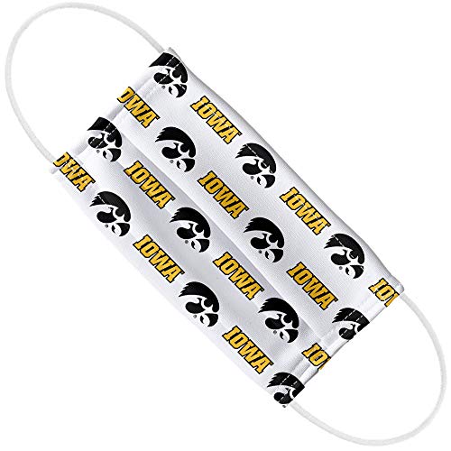 Popfunk University of Iowa Hawkeyes Logo Repeat - Iowa Away 1-Ply Reusable Face Mask Covering with Adjustable Nose Wire, Unisex