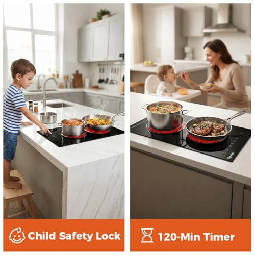 TOPWISH 12 Inch Electric Cooktop, 2 Burners Built-in Electric Stove Top — view 5