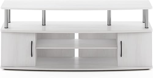 Miniatura 6 de Furinno - Soporte para centro de entretenimiento grande Jaya para televisor de hasta 55 pulgadas, roble blancocromado