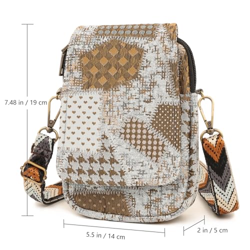 Image of SILKAREA Embroidered Cute Mini Crossbody Bag for Women Small Handbags Wristlet Wallet Bag Cell-phone Pouch Coin Purse