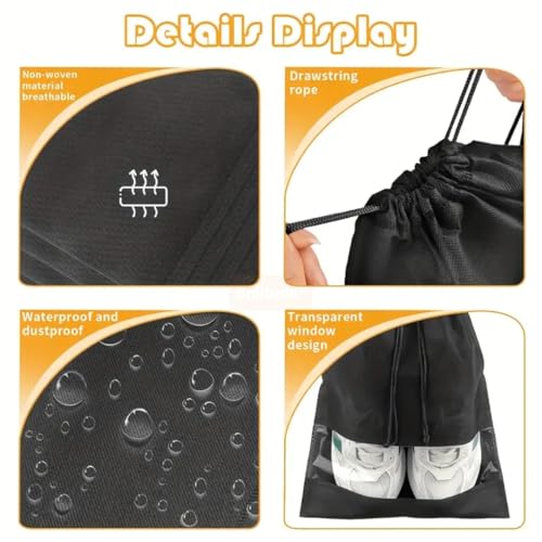 Image of Solitude Pack of 10 Shoe Bags for Travel & Storage Organizer | Dustproof Shoe Bag Pouches Travel Shoe Cover with Transparent Window for Travelling