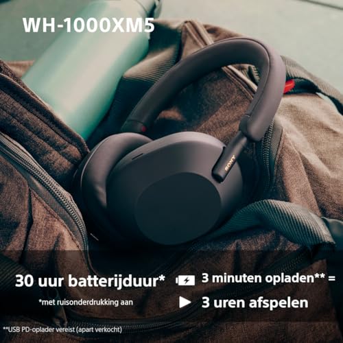 Sony WH-1000XM5 Noise Cancelling draadloze hoofdtelefoon - 30 uur batterijduur - Over-ear - Geoptimaliseerd voor Alexa en Google Assistent - met ingebouwde microfoon voor telefoongesprekken - Zwart - Afbeelding 6