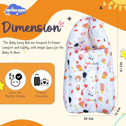 Image of Baby Bed, Sleeping Bag & Carry Nest Cotton|3 in 1 Convertible Portable Bassinet-Nest|Unisex New Born Sleeping Bed for 0-6 Months (Panda Orange)