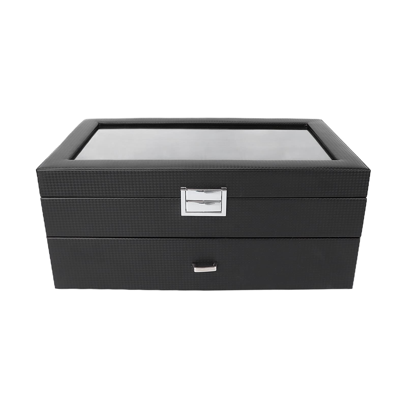 RIZGHWOY Scatola Porta Orologi Trasparente Elegante Organizer con 24 Slot per Uomo e Donna, Resistente Design a 2 Livelli in Pelle PU
