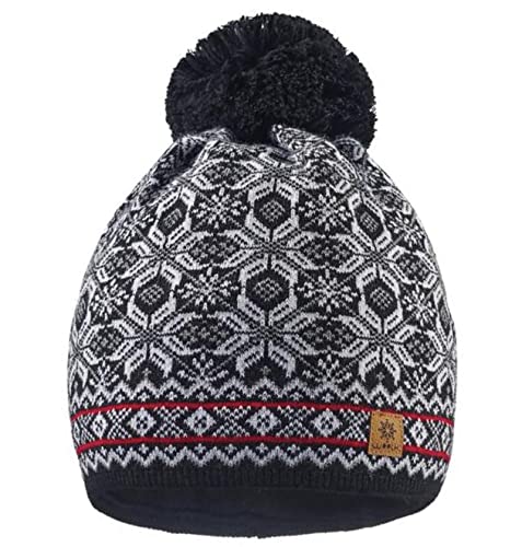 Gorro Morefaz Ltd de punto para hombre y mujer, de lana, estilo esquimal con pompón, ideal para invierno, para esquiar y para snowboard Nordic 49 regular