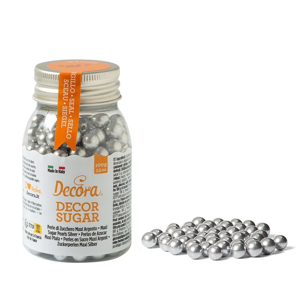 Decora Perlas plateadas grandes en azúcar 100 g