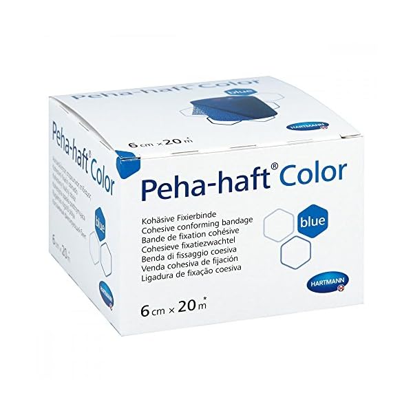 Hartmann 9324731, Peha-Haft Farbe Blau Kohesiver Elastischer anpassender Verband, 6 cm x 20 m