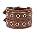 Bracelet en cuir marron, Bracelet en métal à double boucle, Bracelet tressé à manchette large fait main, Bijoux de bracelet en cuir de mode réglables, bracelet d'anneau pour les hommes