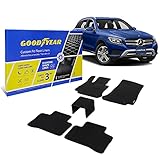 Goodyear Custom Fit Car Floor Liners for Mercedes GLC-Class 2016-2021, Black/Black 5 Pc. Set, All-Weather Diamond Shape Liner Traps Dirt, Liquid, Precision Interior Coverage - GY004228