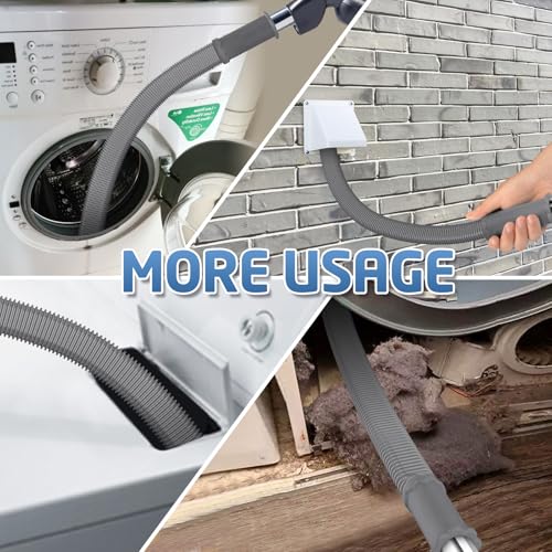 Image of 2Pcs Dryer Vent Cleaner Kit, Lint Brush & Universal Vacuum Hose Deep Gray | Upgraded Flexible Hose Design for Smooth Airflow Without Whistling Noise