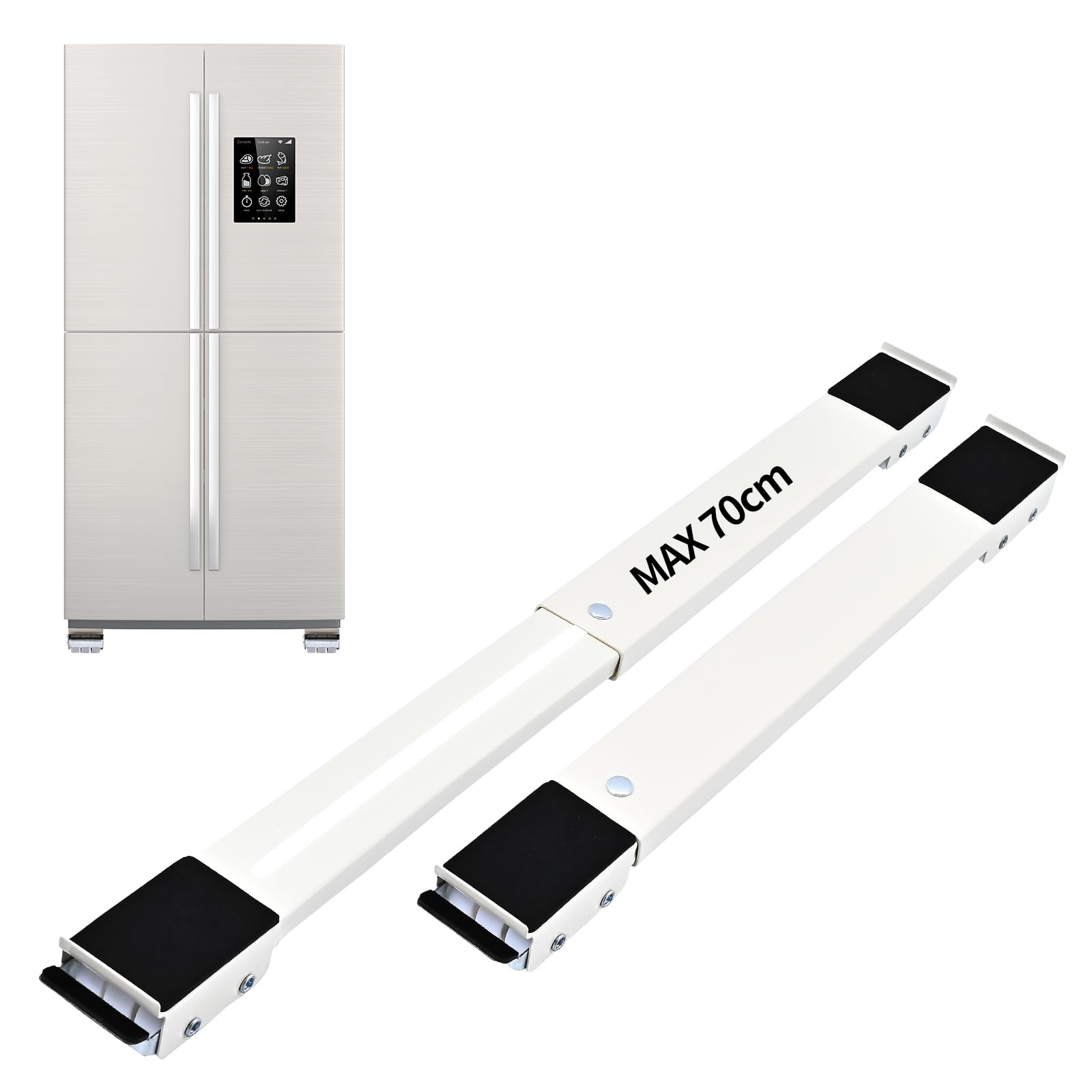 Lot De 2 Socles Roulette Machine à Laver Réglables – Support Mobile 300 Kg, 24 Roues, Pour Lave-linge, Sèche-linge, Réfrigérateur