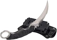 Vista 9 de MASALONG Garra de supervivencia para exteriores, cuchillo táctico dentado con hoja de doble filo afilada y hoja fija con funda