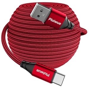 Extra Long USB C Cable 10m USB 2.0 A to Type C Fast Charger Charging Cord for Samsung Galaxy LG Moto Sonyxepria XiaomiRedmi Smartphones Tablets Laptop Security Camera PS5 Controller and more（red）