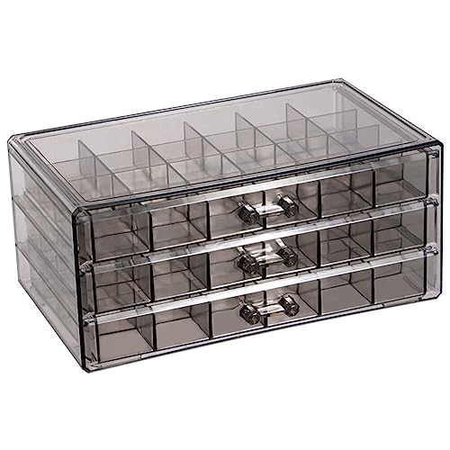 Holibanna Clear Earrings Drawer Box 72 Grids Plastic Jewelry Storage Holder with 3 Drawers Ring Display Stand Nail Charms Bead Organizer