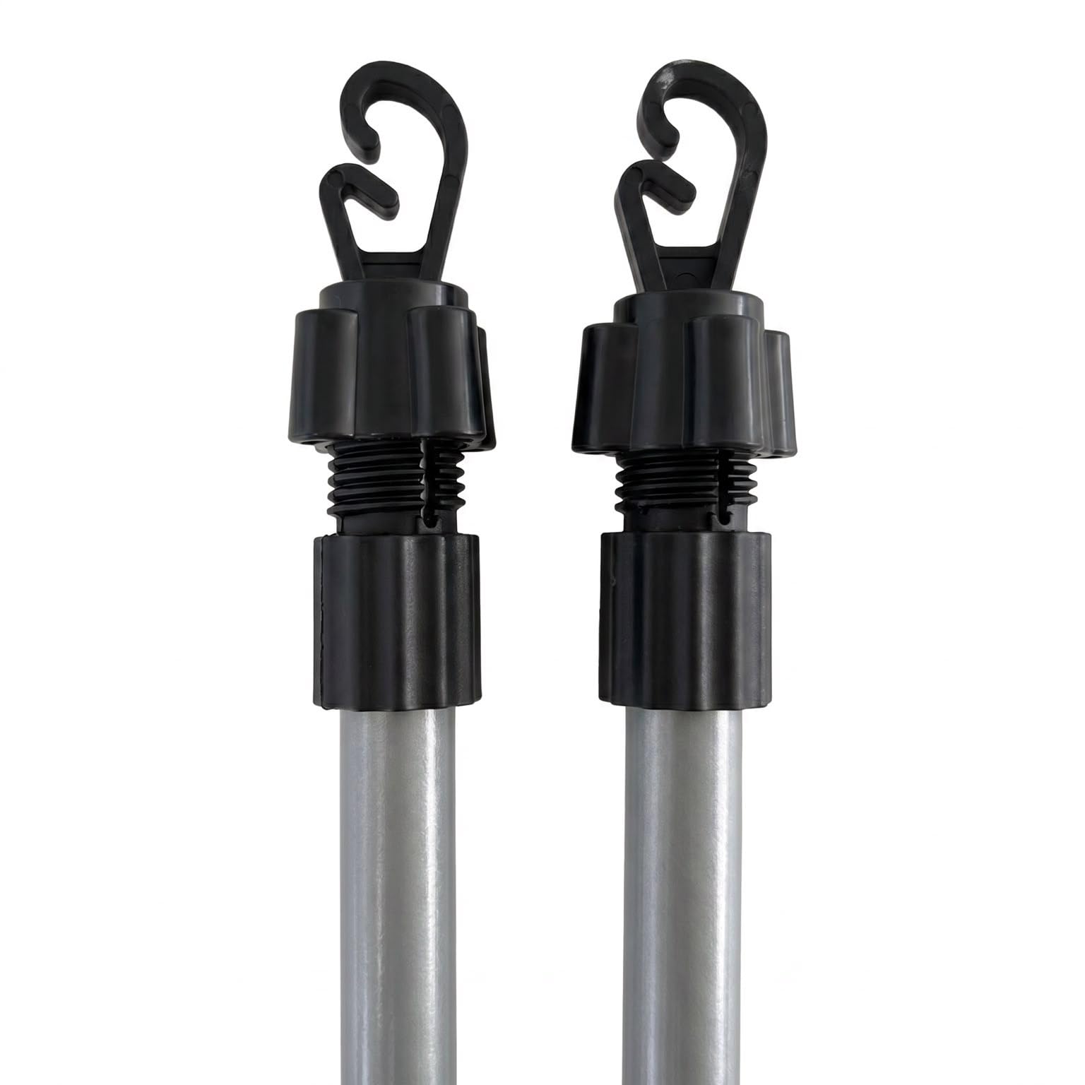 Pack of 2 Heavy Duty Metal 3 Section Telescopic Extendable Home Garden Washing Line Clothes Laundry Support Pole Props Outdoor Indoor Airer Rope String Extenedable from 1.3 to 2.4M (Grey)