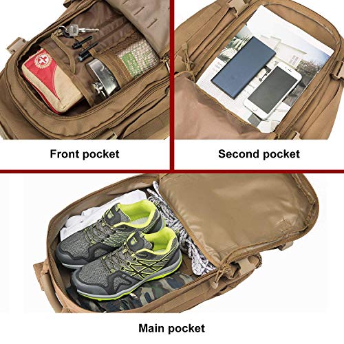 Greencity Laptop Backpacks Tactical Military 3 Day Expandable Bug Out Bag Classic School Case Travel Hiking,Coyote
