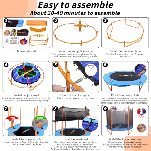 ATIVAFIT 60″ Indoor‑Outdoor Kids Trampoline Mini Rebounder with Safety Net & Hoop, Ideal for Toddlers and Children 1‑8 by ATIVAFIT - Image 7