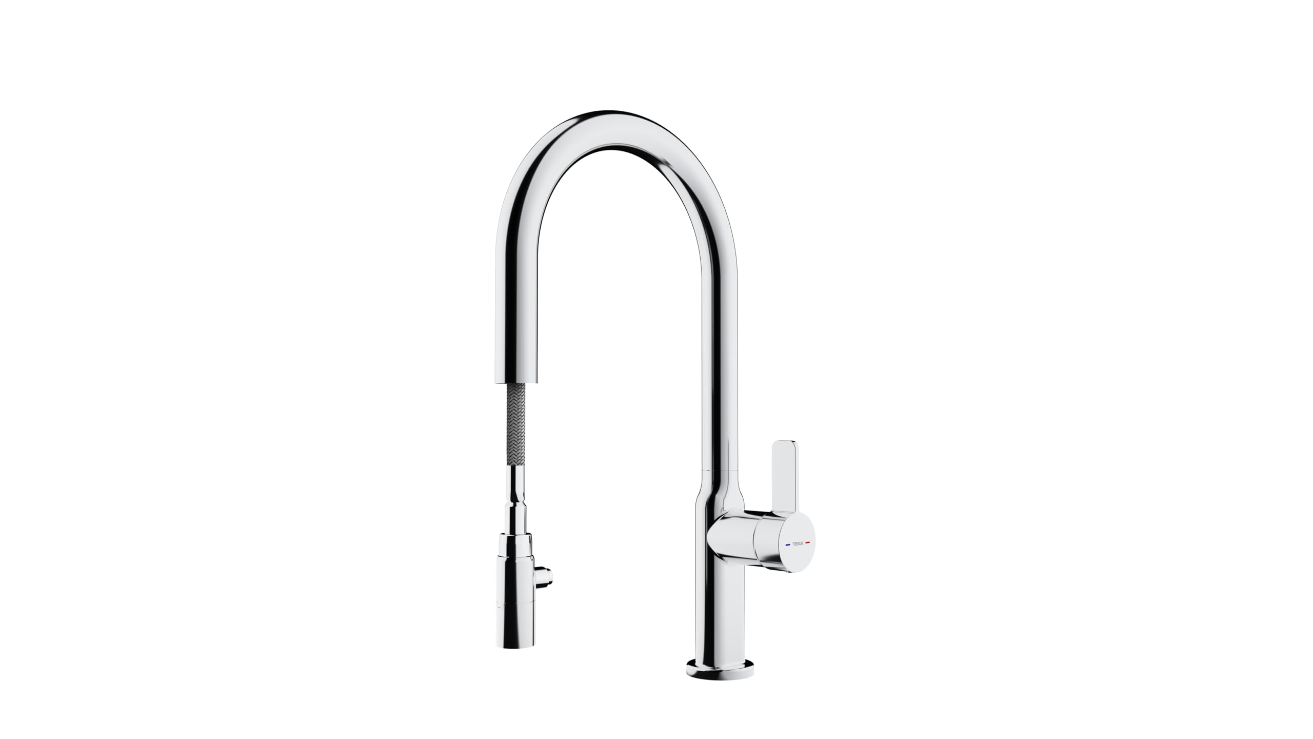 TEKA Grifo Cocina Monomando, Caño Alto Giratorio 360º, Maneral Extraíble 2 Funciones, Aireador Anticalcáreo, Manguera Flexible Junta Giratoria Conector Rápido OVAL 9382