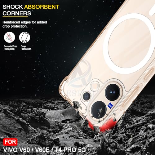 Image of AESTMO Clear Back Cover for Vivo V60 / V60E / T4 Pro 5G | 360 Protection | Transparent Back Cover for Vivo V60 / V60E / T4 Pro 5G (PC + TPU, Compatible with MagSafe Accessories, Transparent Bumper)