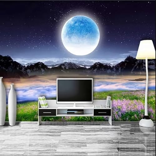 カスタム3Dフォト夜景月壁紙リビングルームソファ寝室テレビ背景壁壁画壁紙ホームデコレーション-350X245Cm