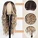 XIXIBI Ombre Blonde Wigs for Women, Long Blonde Wavy Wig, 26 Inch Middle Part Natural Looking Synthetic Heat Resistant Wig for Daily Party Cosplay Use