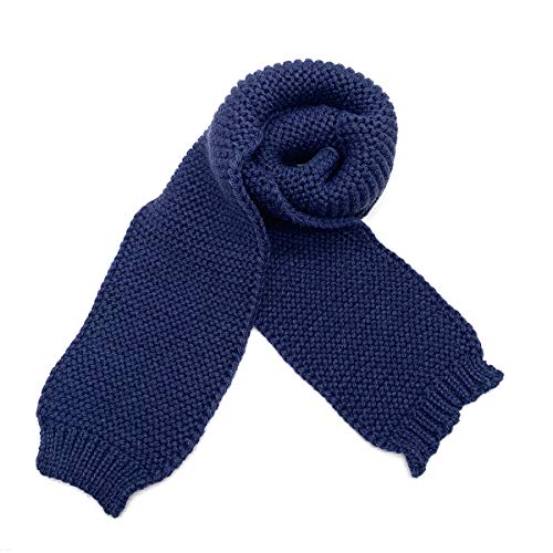 Dolores Kids Soft Knitted Scarf Fashion Solid Color Infant Toddler Warm Scarves Muffler Winter Wrap Shawl Navy