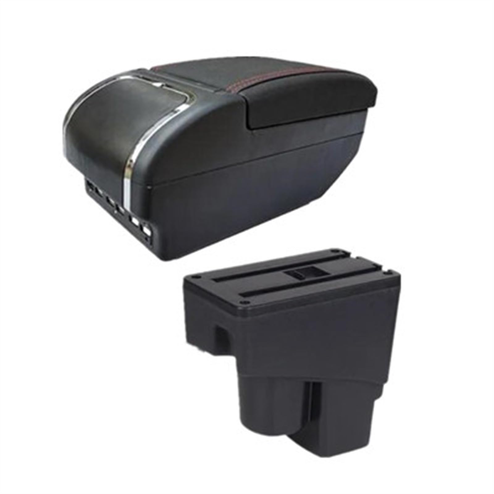 NOHEEU Car Armrest Special Storage Box Modification Parts For Fit For Jazz 1 2002 2003 2004 2005 2006 2007(E red line)