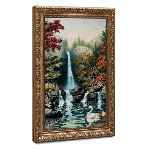Impression sur toile Cygnes dans la cascade pour habiller un grand mur