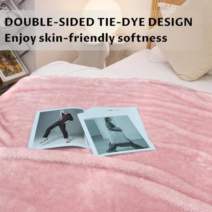 Miniatura 6 de MUGD Manta rosa para cama, manta de forro polar rosa claro, mantas suaves para mujeres y niñas, bonita decoración del hogar