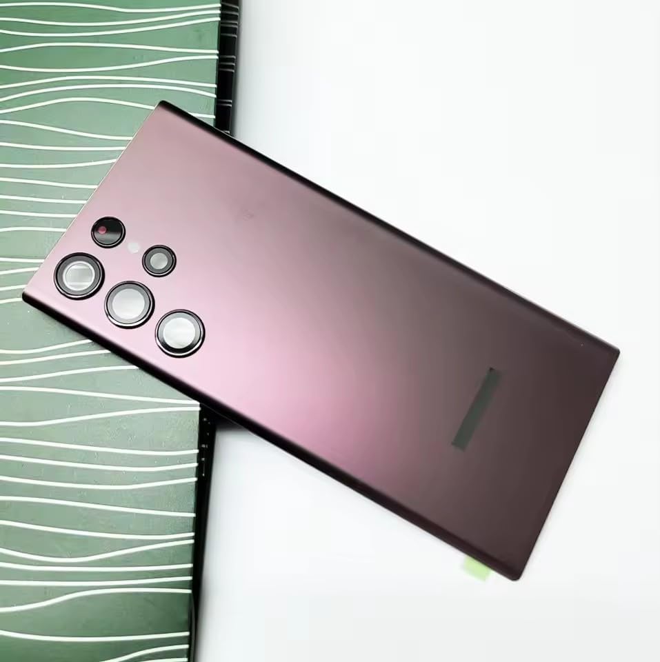 SHOWGOOD Back Cover for Samsung Galaxy S22 Ultra, Rear Glass Housing Cover, Battery Door, Camera Cover Lens, Adhesive ﻿ (Black)