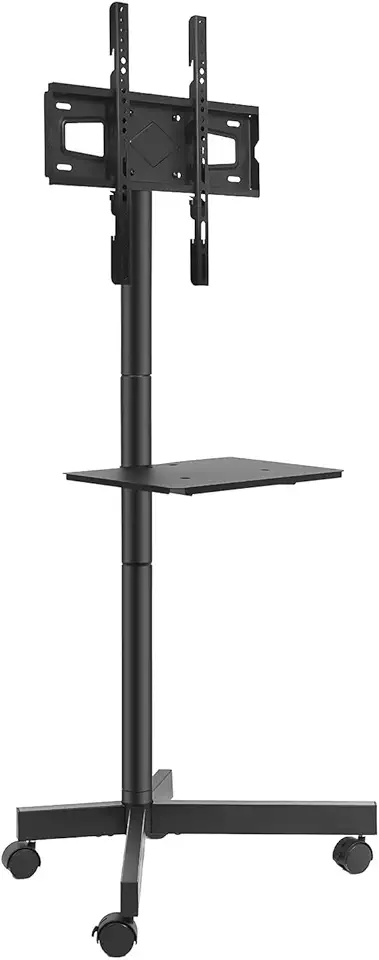 Suporte de TV Movel com Rodas, Adequado para TVs de 23 a 60 Polegadas, Suporta um Peso Máximo de 45 Quilogramas, Rodízios com Trava, Altura Ajustável, Bandeja 15kg, VESA 200x100 a 400x400