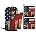 USA Regno Unito America Bandiera britannica Guanti da forno e presine Set 4 pezzi, guanti da forno da cucina guanti da forno ad alta resistenza al calore e presine