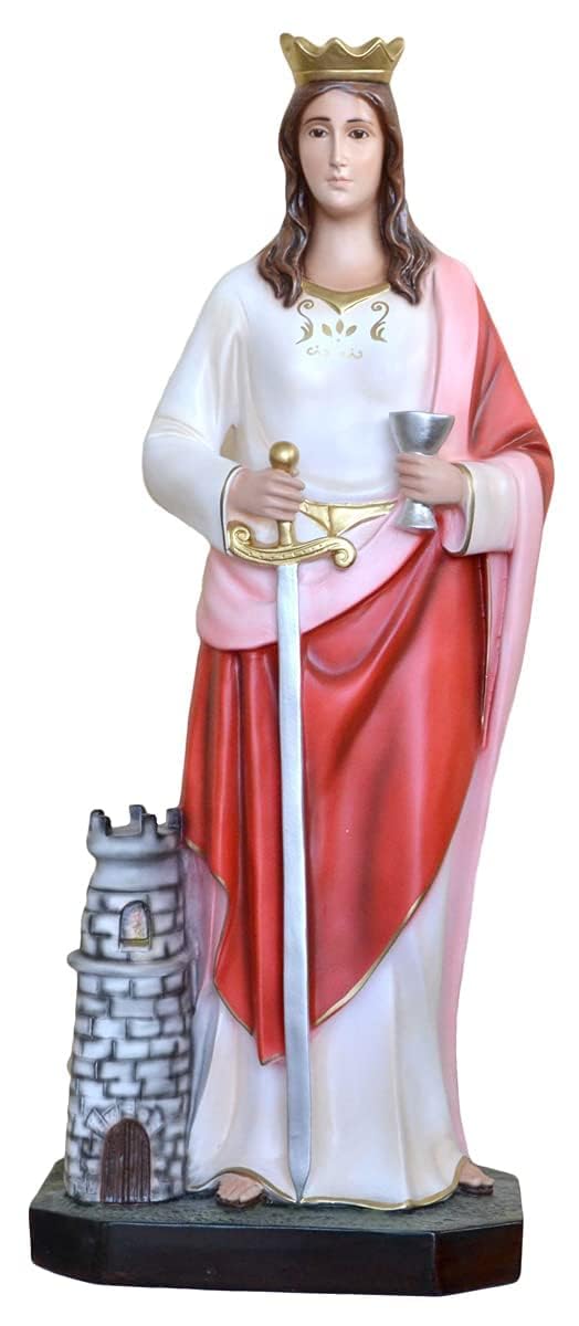 OVUNQUE PROTEGGIMI Statua Santa Barbara cm 85 in resina vuota adatta per interni ed esterni realizzata a mano (OCCHI DIPINTI)