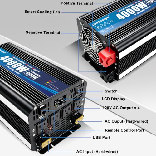 Image of Cantonape 4000W Sump Pump Backup Battery System, Pure Sine Wave Output