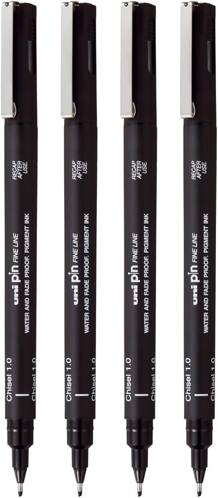 uni-Ball PIN CS2-200 2.0 mm Fine Line Drawing Pen | Ideal for Technical Drawing, Mandala, Calligraphy, Sketching, Doodle Drawing & DIY Crafts | Black, Pack of 4