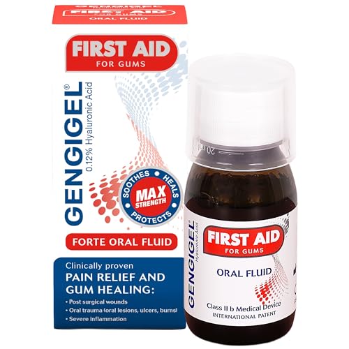 Gengigel First Aid Oral Fluid 50ml Hyaluronic Acid Mouth Ulcer Treatment for Adults Gum Repair & Gum Disease Care Oral Rinse for Mouth Ulcers Gum Irritation & Post-Dental Care