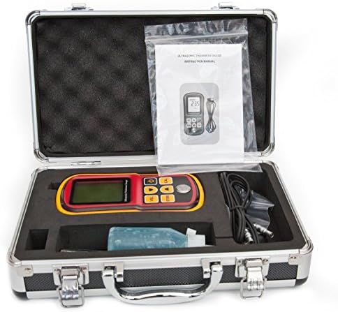 DecentGadget® Digital Ultrasonic Thickness Gauge, GM100 Auto Calibration Thickness Gauge Tester Meter 1.2~225mm Width Testing Monitor LCD Display with Probe Measure Metal Steel Plastic Glass PVC Pipes