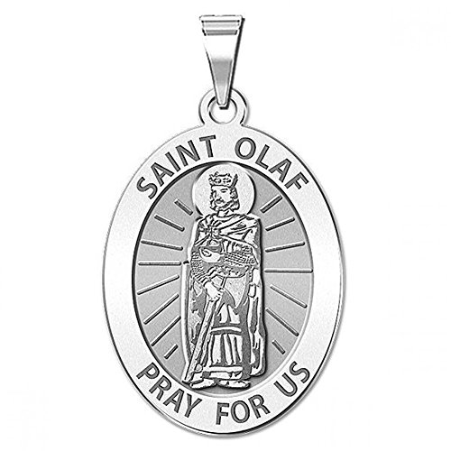 PicturesOnGold.com Saint Olaf of Norway Religious Medal - - 3/4 Inch X 1 Inch - Sterling Silver