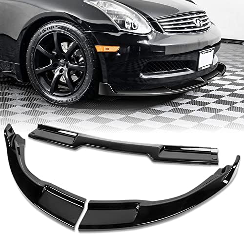 3PCS Front Bumper Lip Kit fit for compatible with 2003-2007 Infiniti G35 Coupe/2-DR, GT-Style Splitter Trim Protection Spoiler, Air-Dam-Chin-Diffuser (Painted Black)