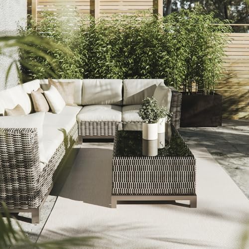 Interiyou Outdoor Teppich Wetterfest Asti - 160x230 cm Creme - Jute Optik - Wasserfest für Balkon, Terrasse, Garten - Outdoorteppich passend auch für Wohnzimmer, Schlafzimmer und Küche