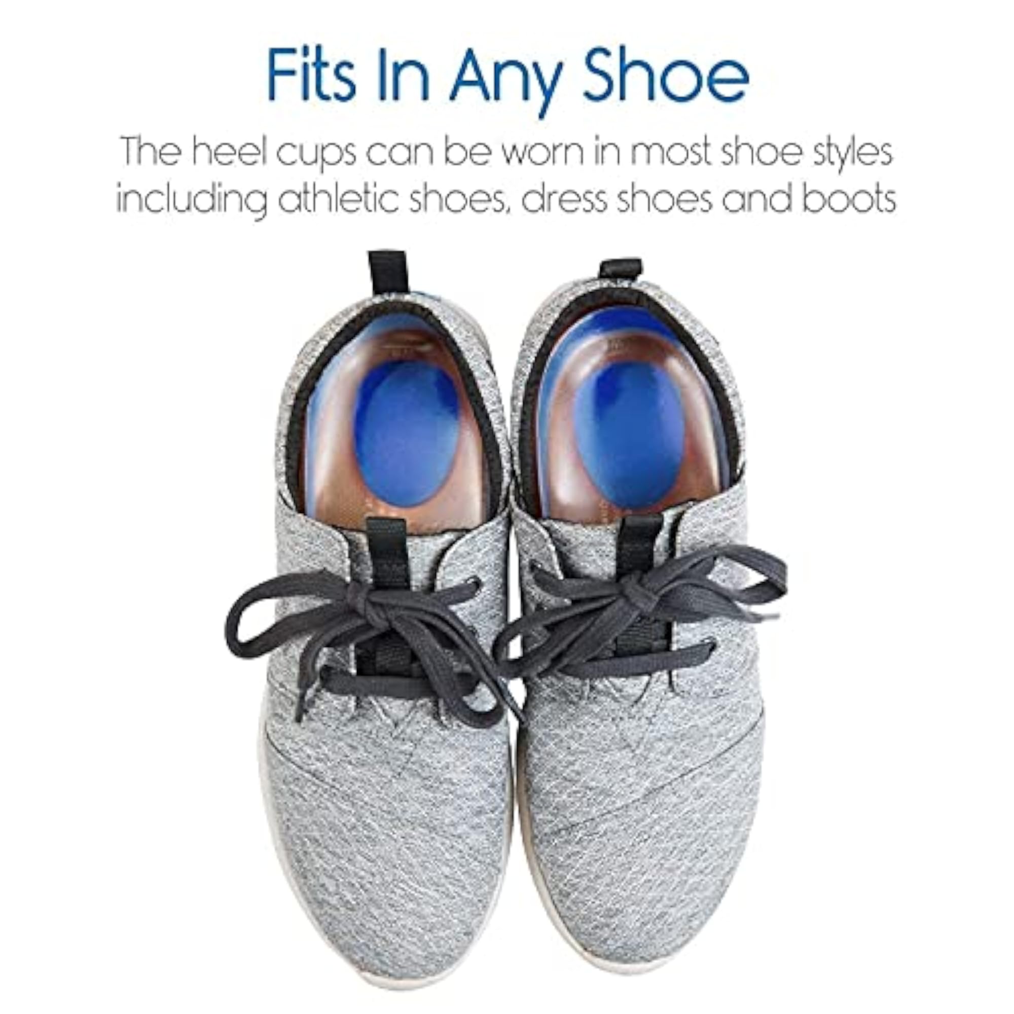 Blue Gel Heel Insole for Pain Relief, Shock Absorption Cushion