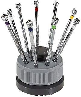 Diy Crafts 10734 9010 9 in 1 Set With Stand Precision Flat Blade Slotted Screwdriver Set Tools, Multicolor, 9 Piece