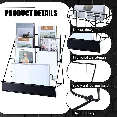 Sintuff Comic Book Display Rack 4-tiered Book Display Stand 18" Wire Rack Tabletop Signing CD Magazine Stand Metal Black Countertop Decor for Retail Library Classroom Picture Literature Brochure - Image 4