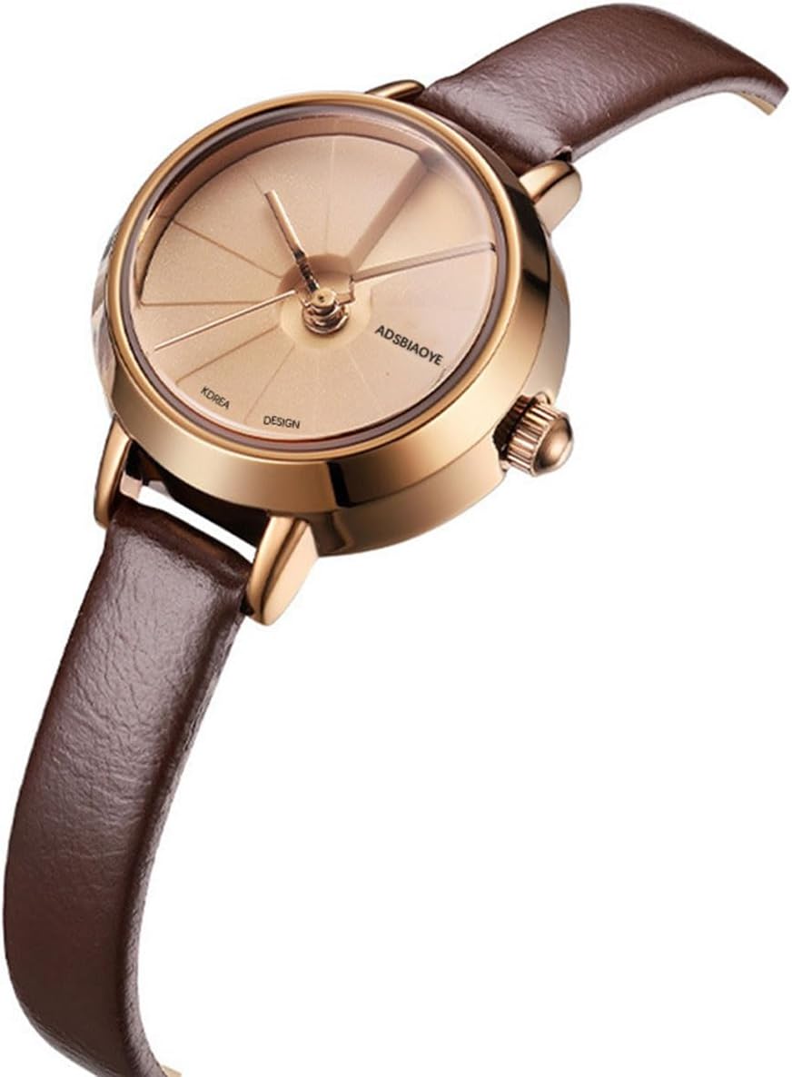ADSBIAOYE Women's Leather Strap Watch Dainty Ladies Dress Vintage Small Round Dial Quartz Wrist Watch Waterproof - Image 3