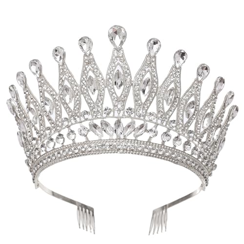 Tiaras and Crowns for Women,Wedding Tiara for Bride,Rhinestone Queen Crown,Crystal Costume Hair Accessories for Birthday Prom Crown with Combs(silver)